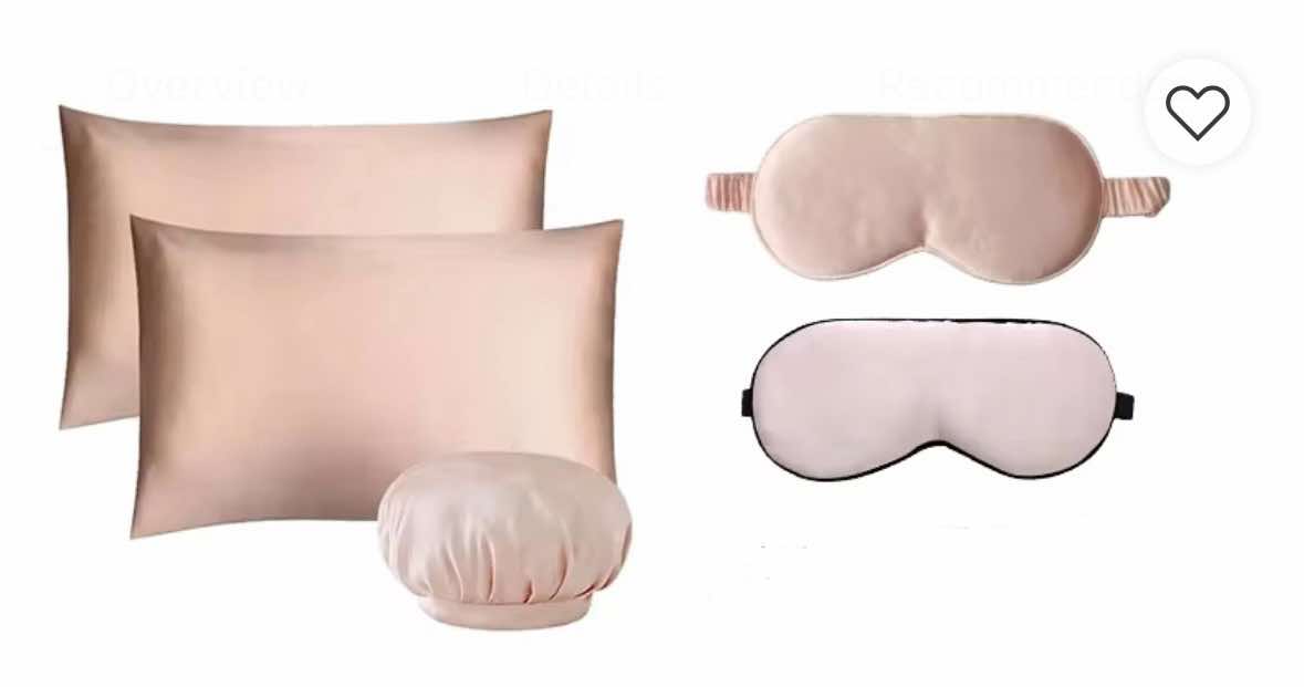 Shop Pettyphia's Silk Sleep & Style Kit with a hair massager, bonnet, and silk pillowcase, perfect for all hair types, available online in the USA.