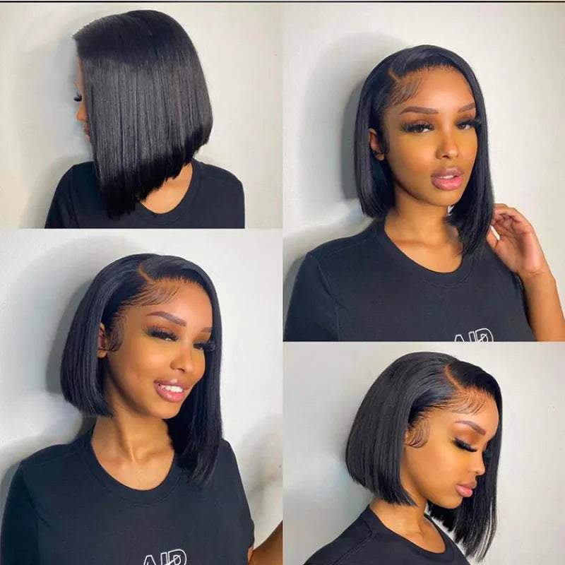  Front view of Pettyphia Short Straight Bob Wig with 150% density, showcasing its natural look, available for online shopping in Atlanta, Georgia.