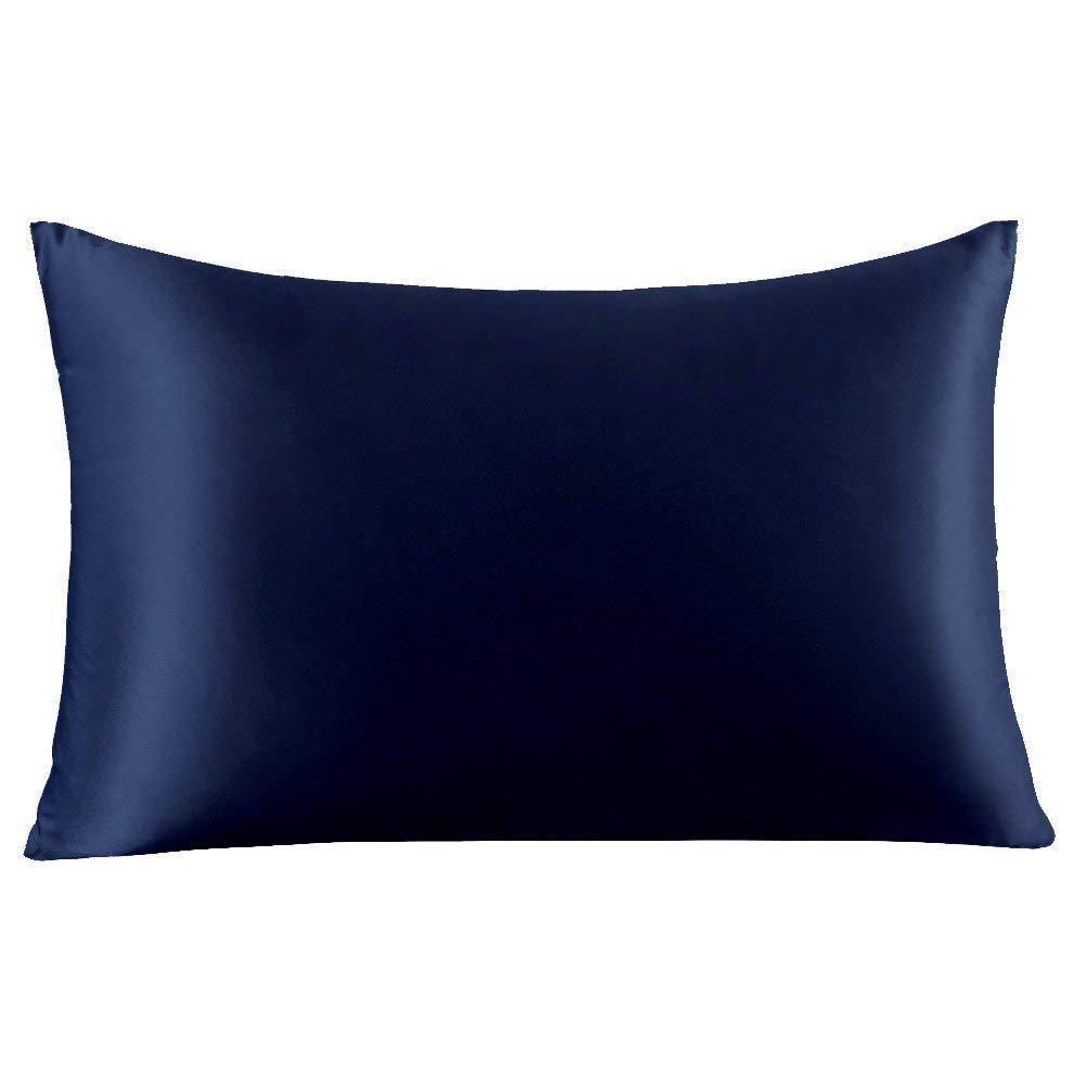 blue Front view of Pettyphia Luxury Silk Pillowcase, designed for healthier hair and skin, available for for purchase online in Los Angeles, California.

