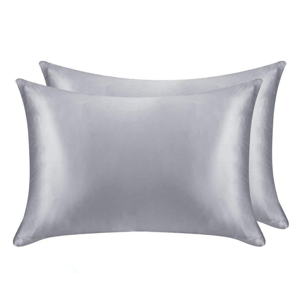  silver  color of Pettyphia Silk Pillowcase showcasing its smooth texture, ideal for online buyers in Chicago, Illinois.
